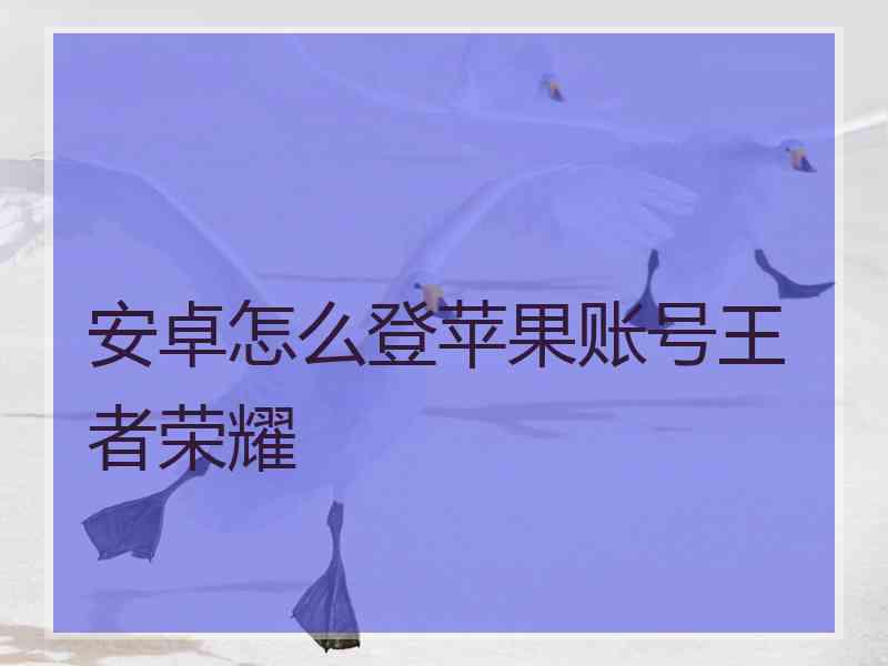 安卓怎么登苹果账号王者荣耀