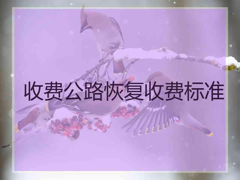 收费公路恢复收费标准