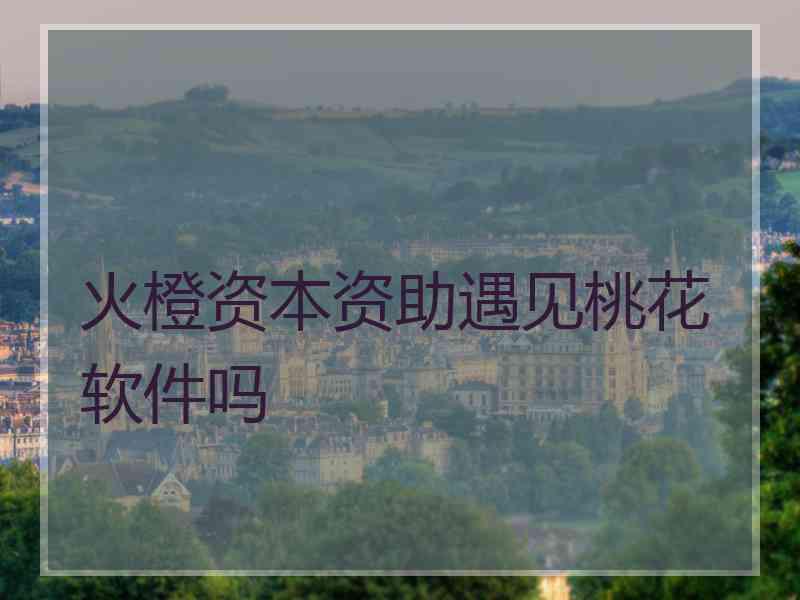 火橙资本资助遇见桃花软件吗