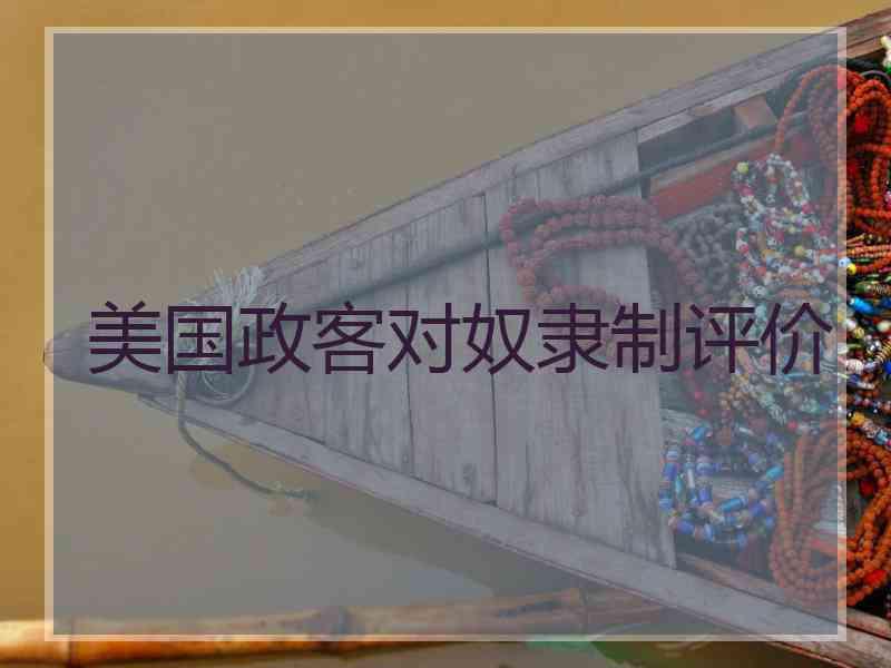 美国政客对奴隶制评价
