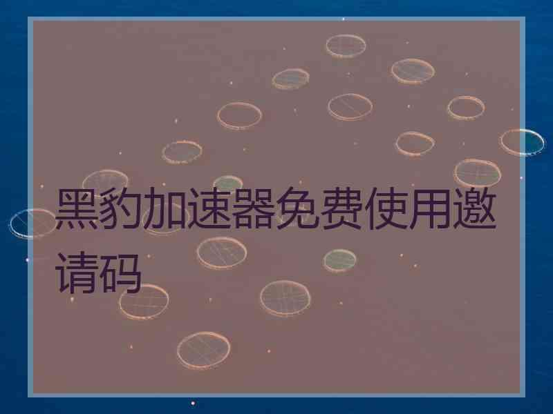 黑豹加速器免费使用邀请码
