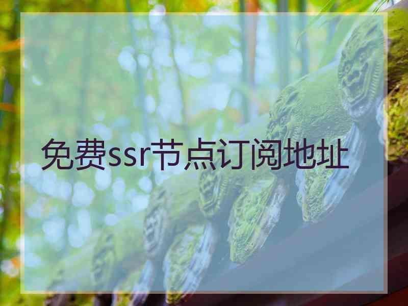 免费ssr节点订阅地址