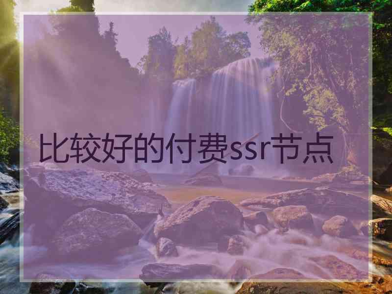 比较好的付费ssr节点
