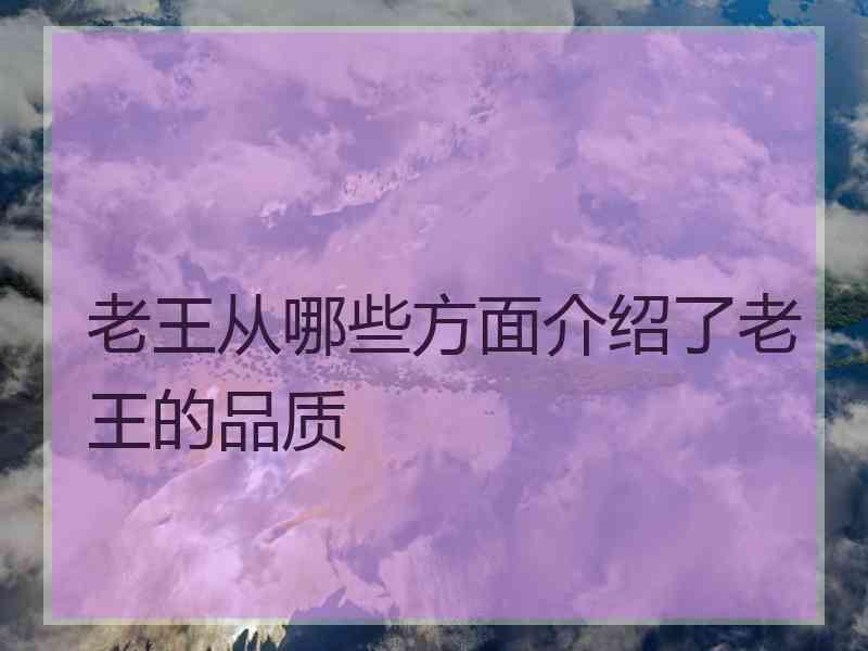 老王从哪些方面介绍了老王的品质