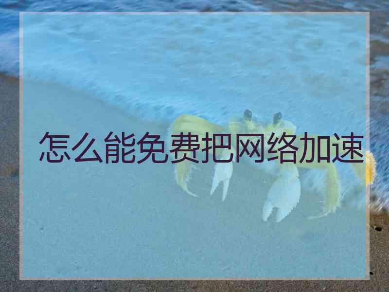 怎么能免费把网络加速