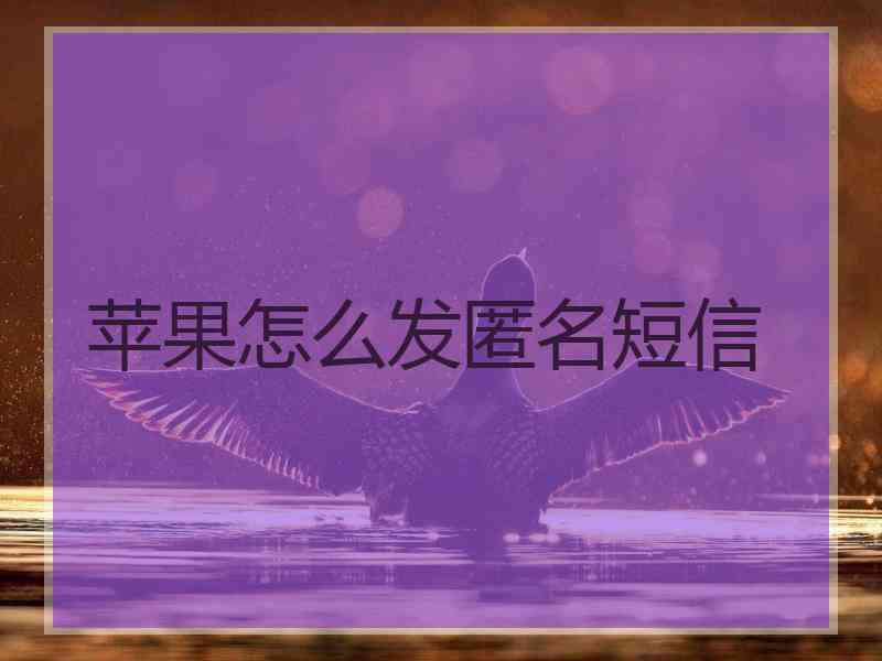 苹果怎么发匿名短信