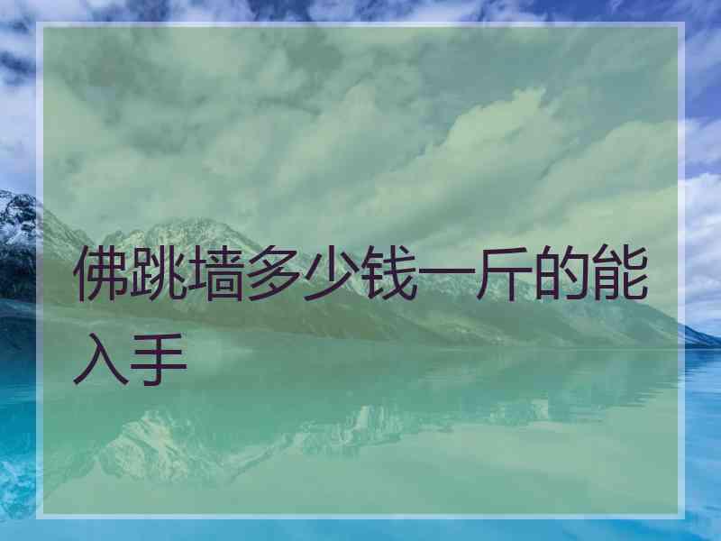 佛跳墙多少钱一斤的能入手