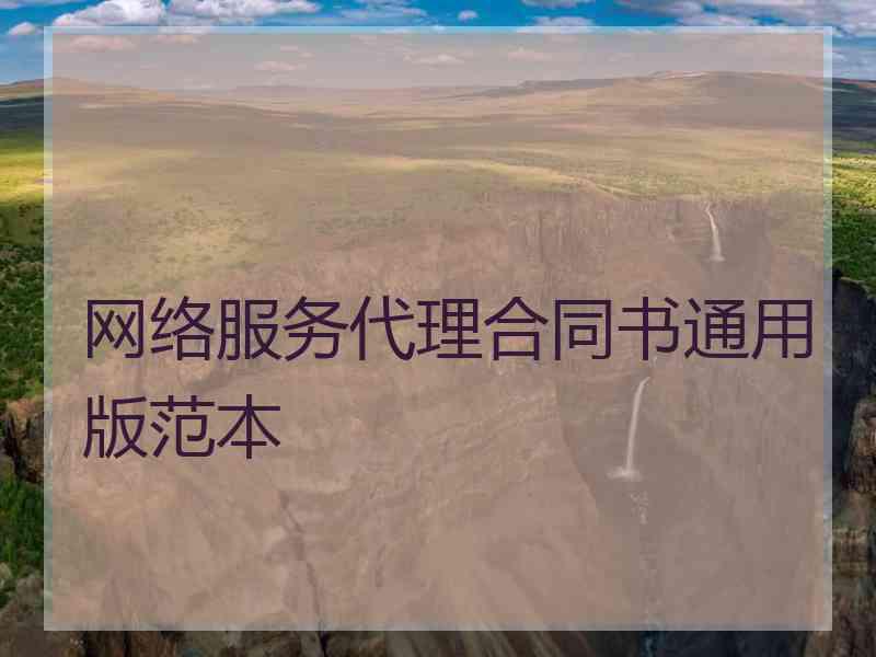 网络服务代理合同书通用版范本