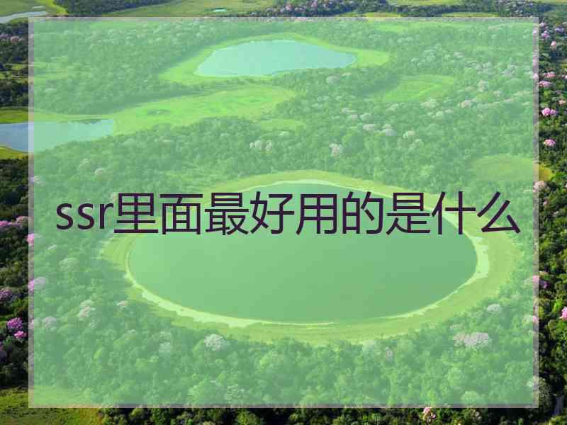 ssr里面最好用的是什么