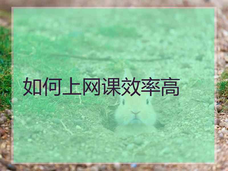 如何上网课效率高