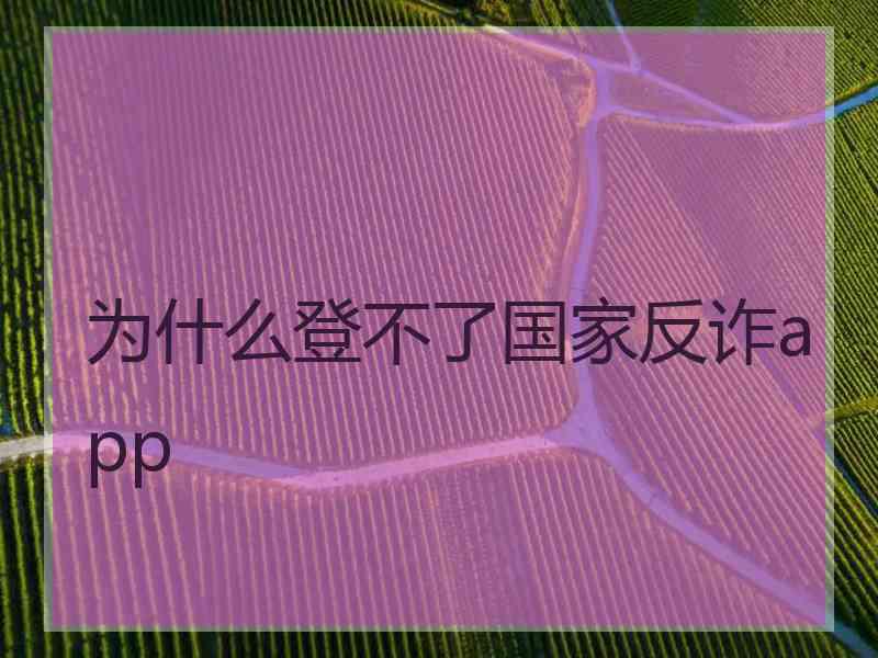 为什么登不了国家反诈app