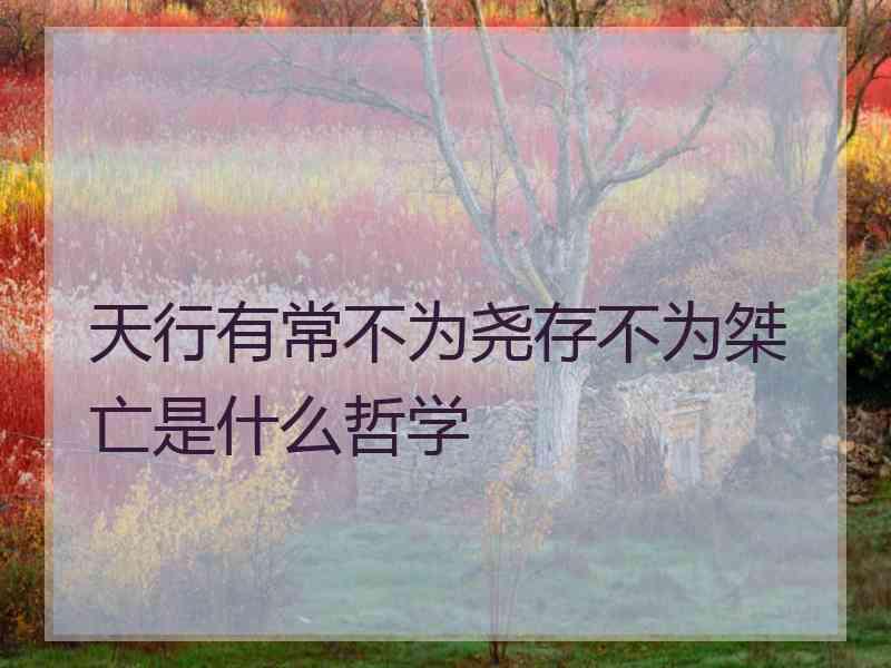 天行有常不为尧存不为桀亡是什么哲学