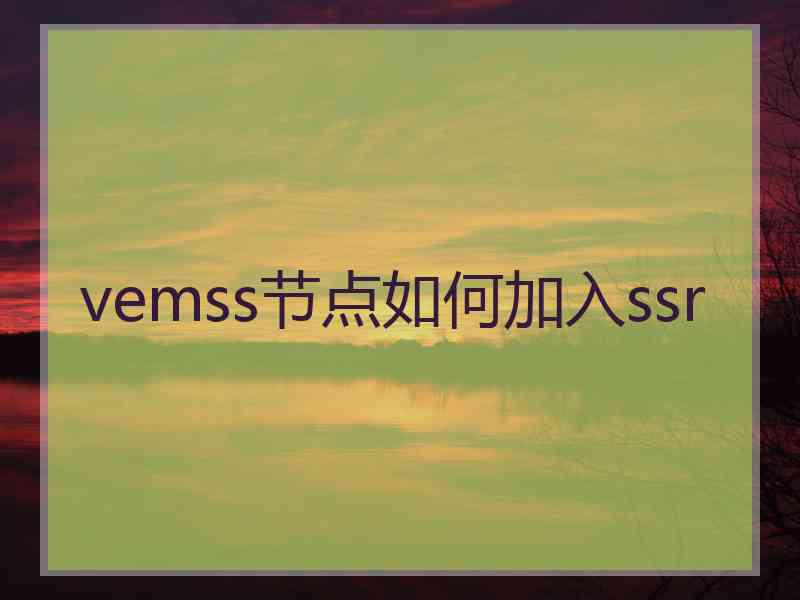 vemss节点如何加入ssr
