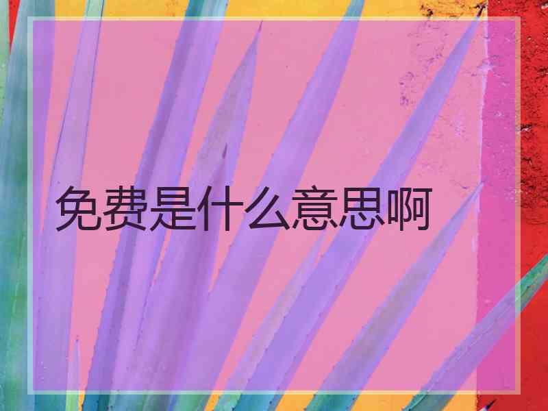 免费是什么意思啊