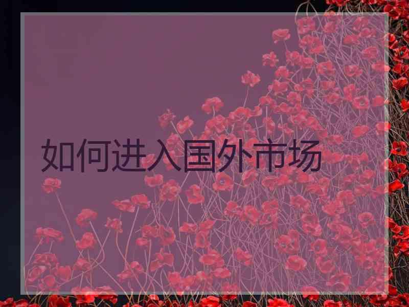 如何进入国外市场