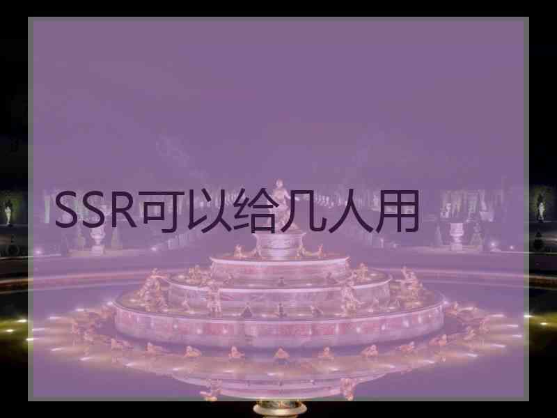 SSR可以给几人用
