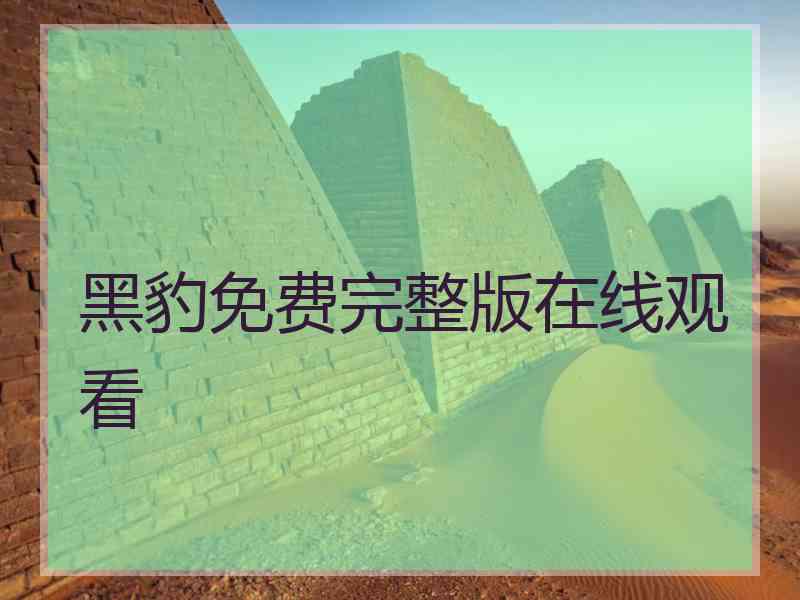 黑豹免费完整版在线观看