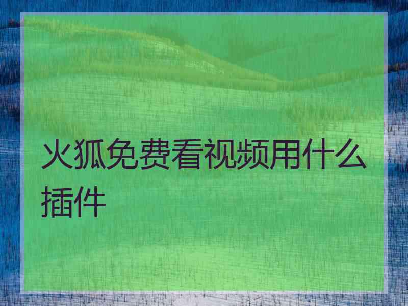 火狐免费看视频用什么插件