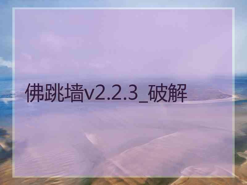 佛跳墙v2.2.3_破解