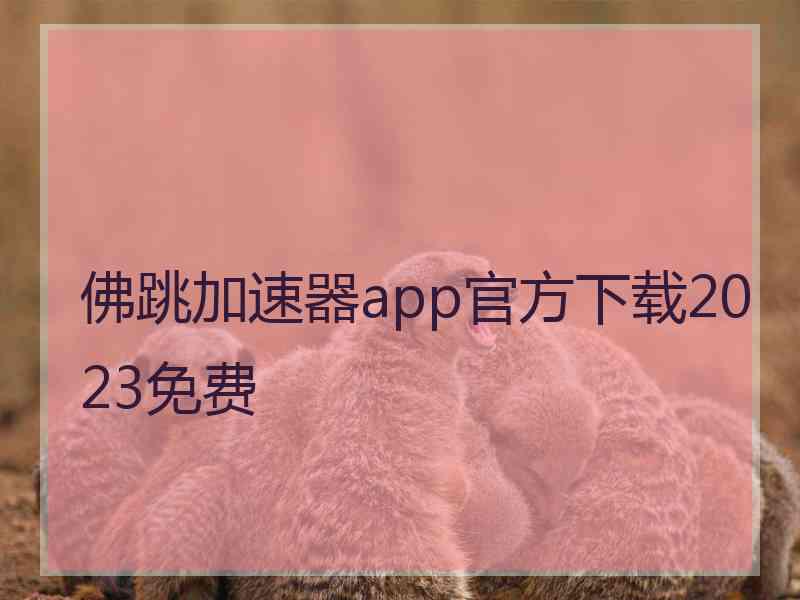 佛跳加速器app官方下载2023免费