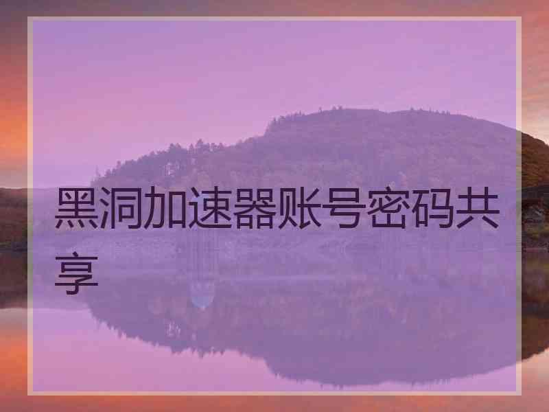 黑洞加速器账号密码共享