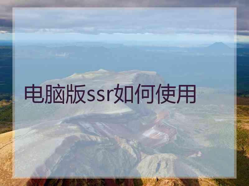 电脑版ssr如何使用