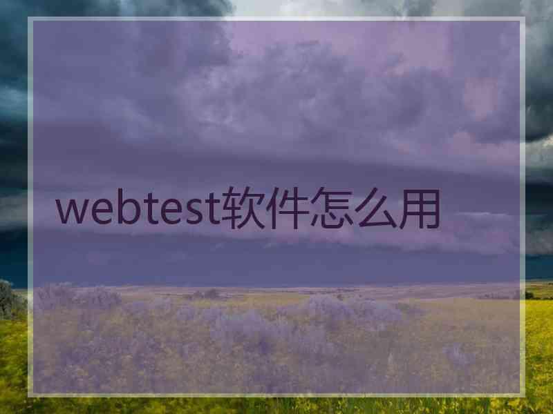webtest软件怎么用