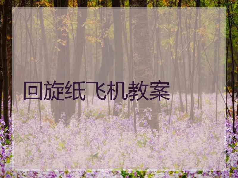 回旋纸飞机教案