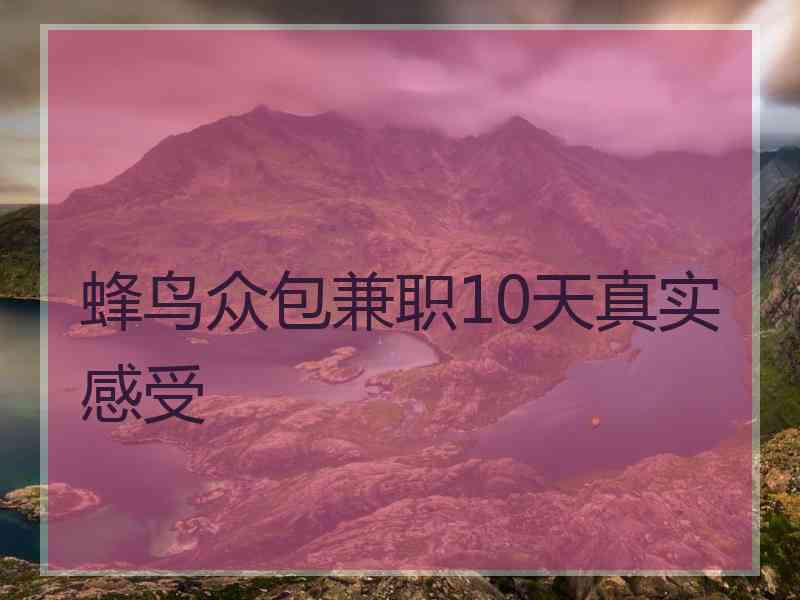 蜂鸟众包兼职10天真实感受