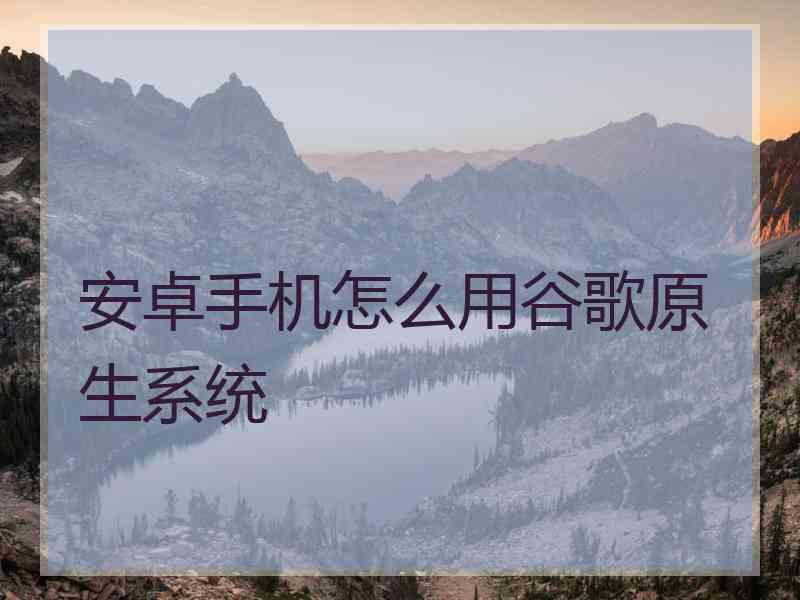 安卓手机怎么用谷歌原生系统