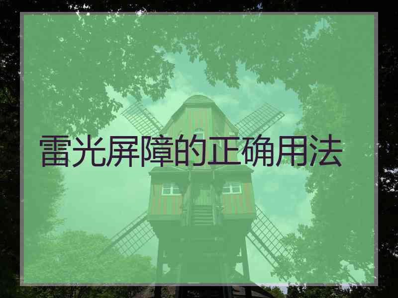 雷光屏障的正确用法