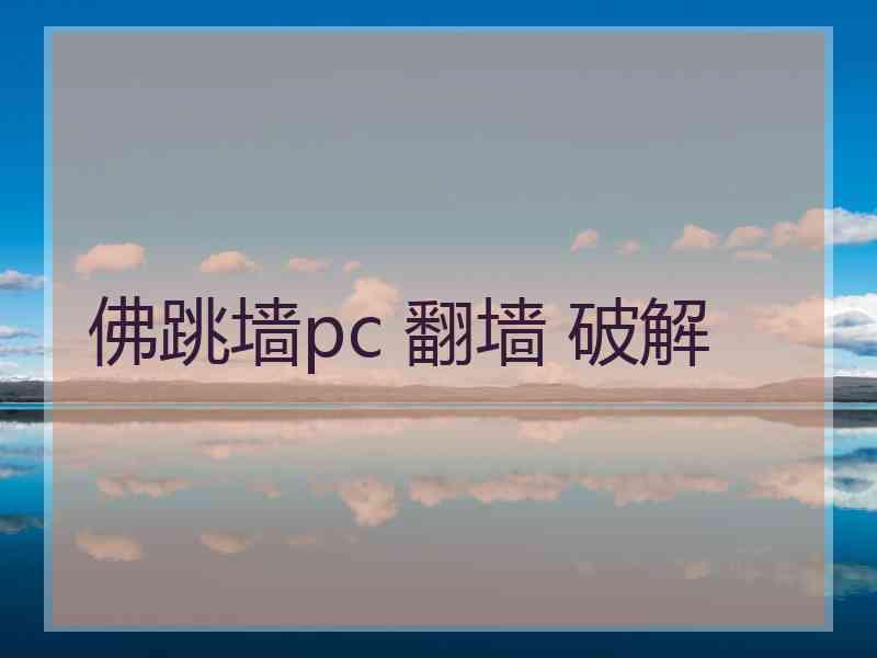 佛跳墙pc 翻墙 破解