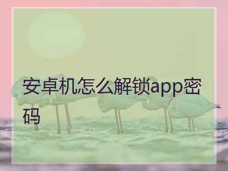 安卓机怎么解锁app密码