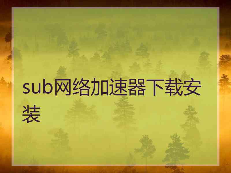 sub网络加速器下载安装