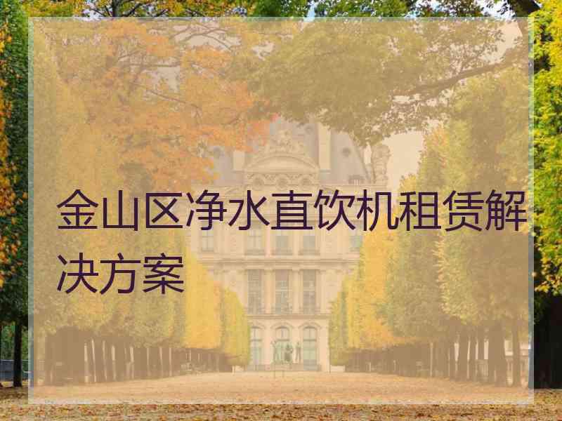 金山区净水直饮机租赁解决方案