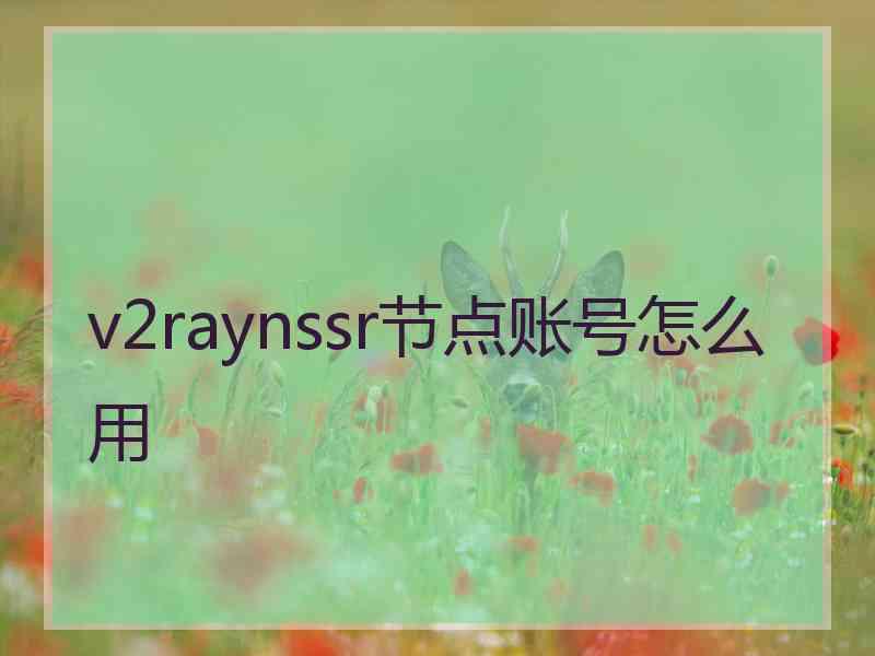 v2raynssr节点账号怎么用