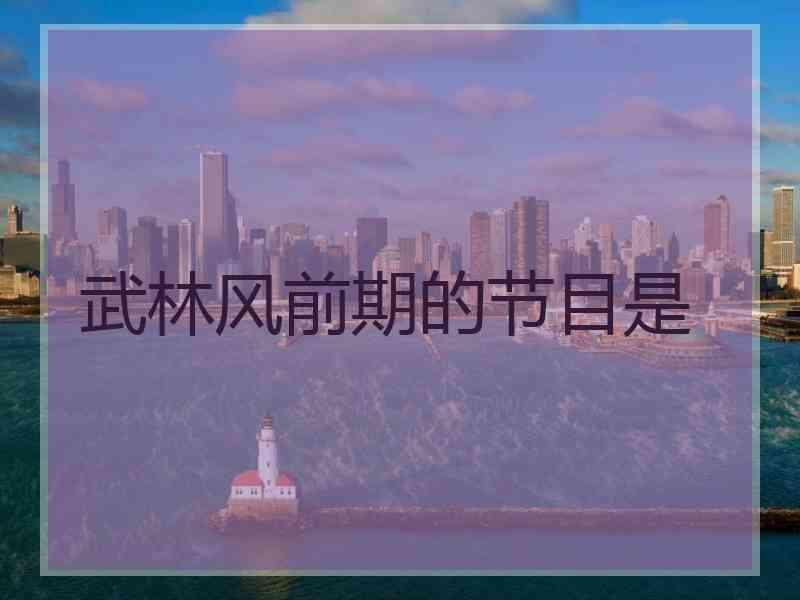 武林风前期的节目是
