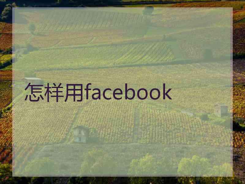 怎样用facebook